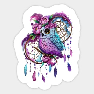 Watercolor Owl and Dreamcather Sticker